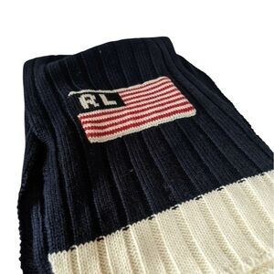 Polo by Ralph Lauren Black and Cream Scarf with Flag Design